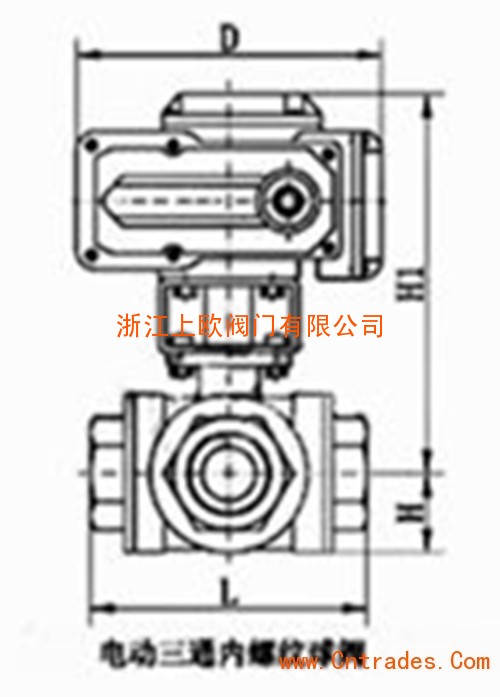 电动高压三通球阀（外形尺寸图）