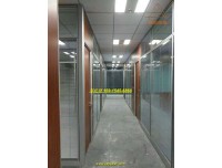 广州办公室双层磨砂玻璃隔墙 广州厂家定制办公室隔断墙