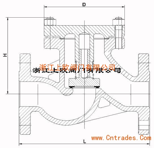 H41H、H41Y升降式止回阀内部结构示意图